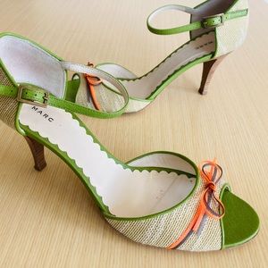 Marc Jacobs Heeled Sandal In Taupe/Kid Green, Size 9